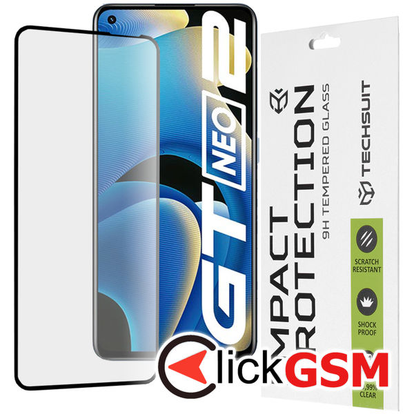 Techsuit - 111D Full Cover / Full Glue Glass - Realme GT Neo2 / GT2 / GT Neo 3T / GT Neo 3T Dragon Ball Z Edition - Black