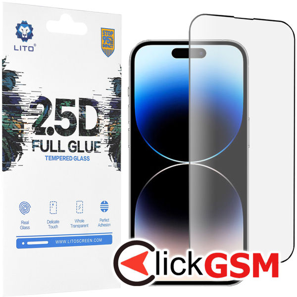 Lito - 2.5D FullGlue Glass - iPhone 14 Pro - Black