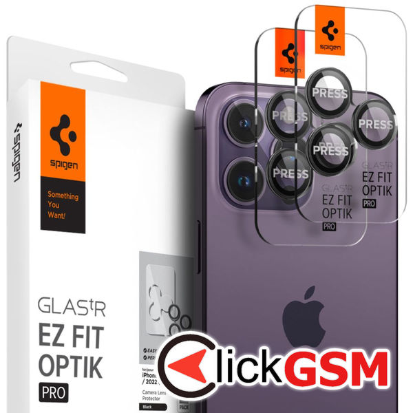 Spigen - Optik.tR ??EZ FIT?? Camera Glass (2 pack) - iPhone 14 Pro / 14 Pro Max - Black