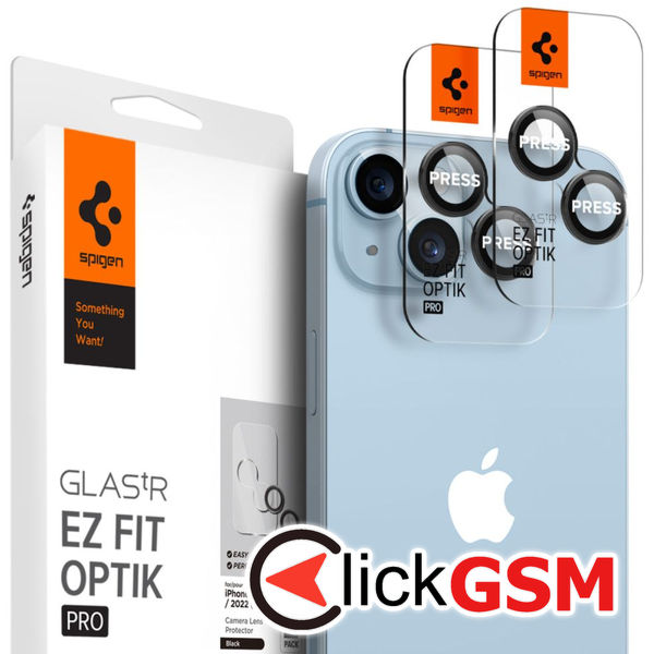 Spigen - Optik.tR ??EZ FIT?? Camera Glass (2 pack) - iPhone 14 / 14 Plus - Black