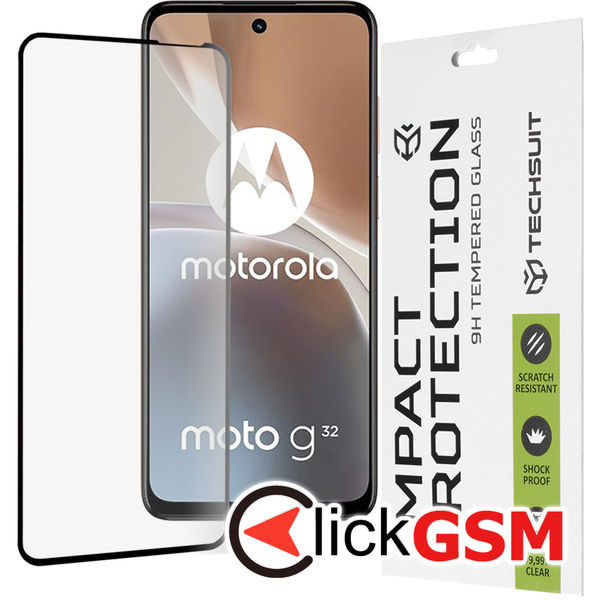 Techsuit - 111D Full Cover / Full Glue Glass - Motorola Moto G32 - Black
