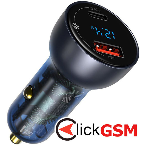 Baseus - Car Charger (CCKX-C0G) - Type-C PD65W, USB QC4.0 - Gray