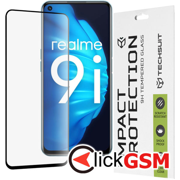Techsuit - 111D Full Cover / Full Glue Glass - Realme 9i / 9 5G / 9 Pro / 8i / Narzo 50 / Oppo A76 / A96 / OnePlus Nord CE 2 Lite 5G - Black
