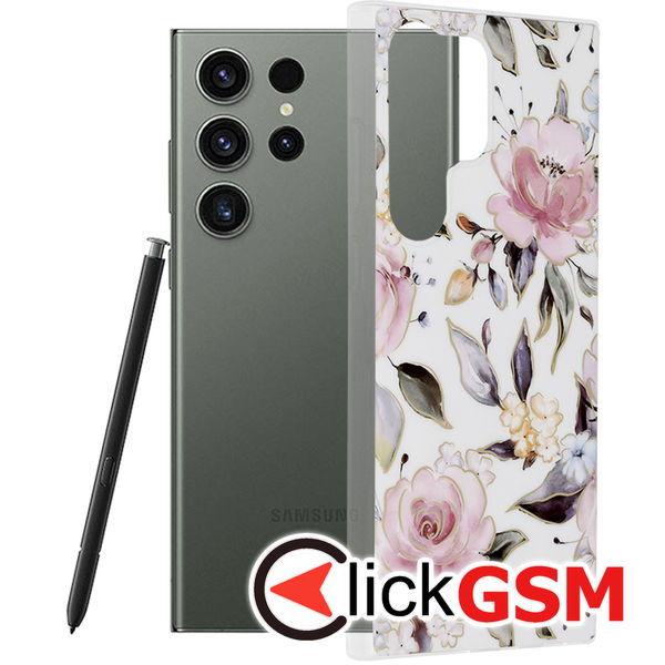 Techsuit - Marble Series - Samsung Galaxy S23 Ultra - Chloe White