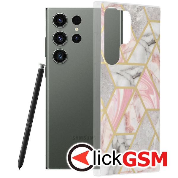 Techsuit - Marble Series - Samsung Galaxy S23 Ultra - Pink Hex