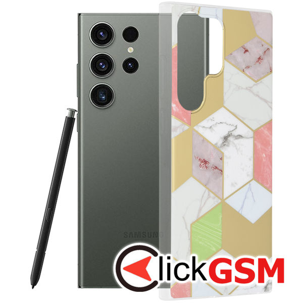 Techsuit - Marble Series - Samsung Galaxy S23 Ultra - Purple Hex