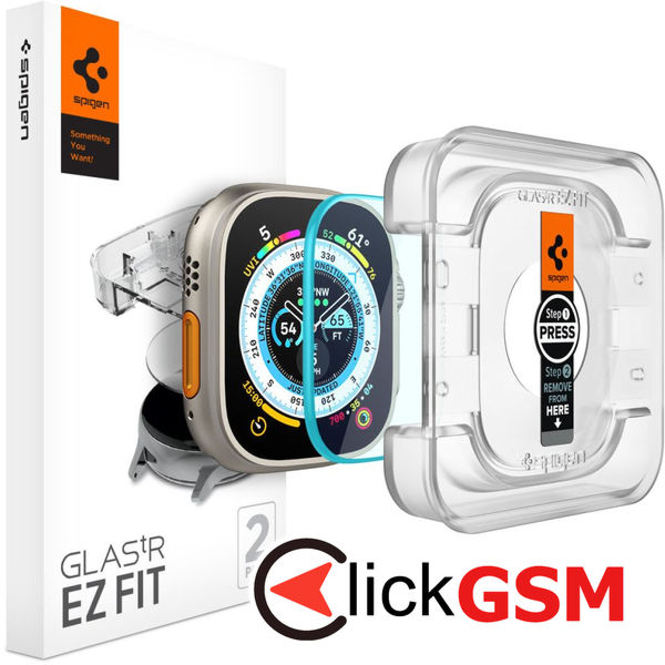Spigen - Glas.tR EZ Fit (2 pack) - Apple Watch Ultra / Ultra 2 - Clear