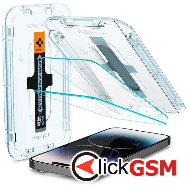 Spigen - Glas.tR EZ-FIT (2 pack) - iPhone 14 Pro - Clear