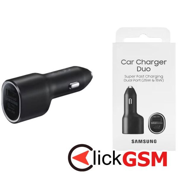 Samsung - Original Car Charger Duo (EP-L4020NBEGEU) - USB-A 15W, Type-C PD25W, Super Fast Charging - Black (Blister Packing)