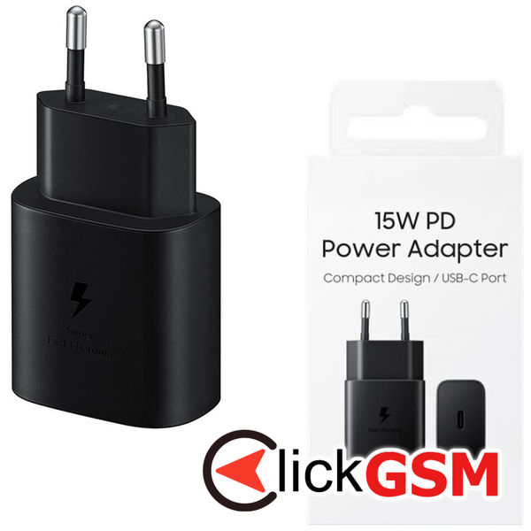 Samsung - Original Wall Charger (EP-T1510NBEGEU) - Type-C Fast Charging 15W - Black (Blister Packing)