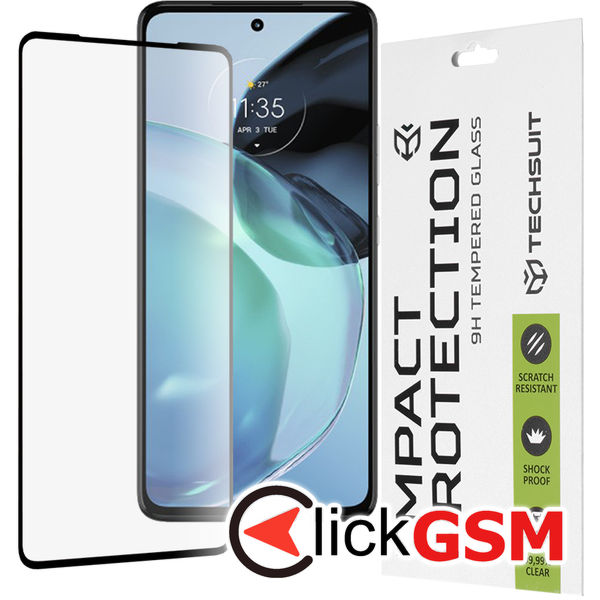 Techsuit - 111D Full Cover / Full Glue Glass - Motorola Moto G72 - Black
