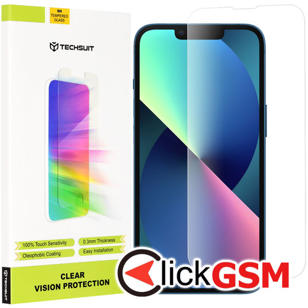 Folie Sticla Securizata Techsuit Clear Vision Glass pentru iPhone 13/13 Pro/14 Transparent