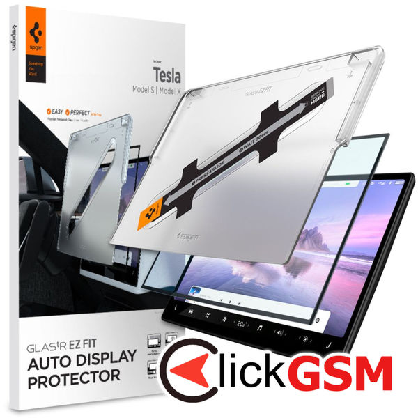 Spigen - Glas.tR EZ-FIT - Tesla Model X 2022 / Model S 2021 - Black