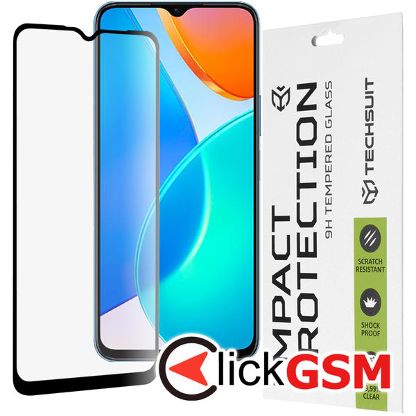 Techsuit - 111D Full Cover / Full Glue Glass - Honor X6 / X8 5G / 70 Lite - Black