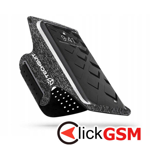 Techsuit - Sports Armband (TH10) - with Velcro, for Phones, max 6.5" - Gray / White