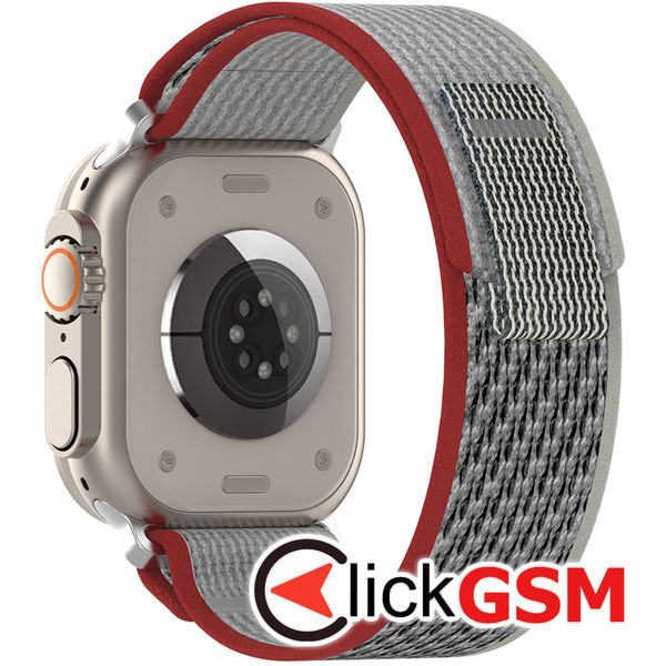 Techsuit - Watchband (W039) - Apple Watch 1/2/3/4/5/6/7/8/9/SE/SE 2/Ultra/Ultra 2 (42/44/45/49mm) - Red / Gray