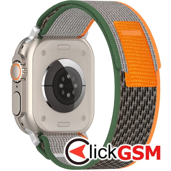 Techsuit - Watchband (W039) - Apple Watch 1/2/3/4/5/6/7/8/9/SE/SE 2/Ultra/Ultra 2 (42/44/45/49mm) - Green / Orange