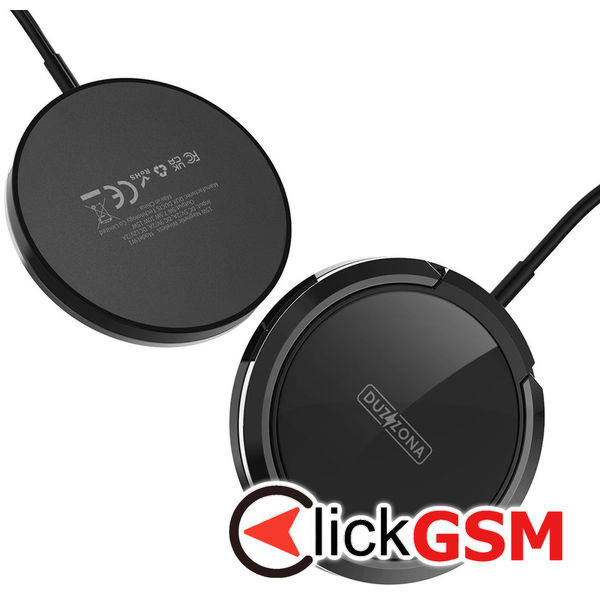 Duzzona - Wireless Charger (W1) - with Magnetic Attach on iPhone and Desk Stand, 15W - Black