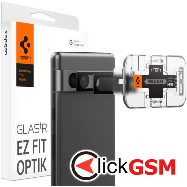 Folie sticla Spigen Glass EZ Fit Optik Camera Glass (2 pack) pentru Google Pixel 7a - Black