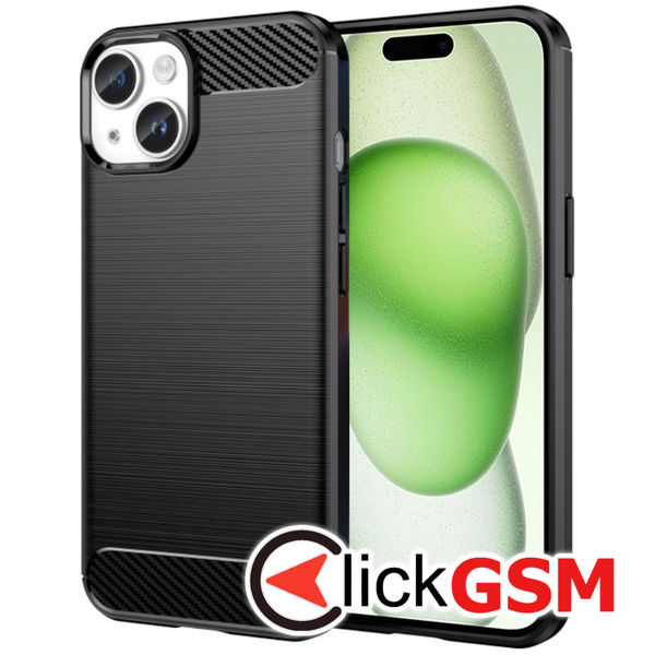 Husa de protectie Techsuit Carbon Silicone compatibil cu iPhone 15 Plus - Negru