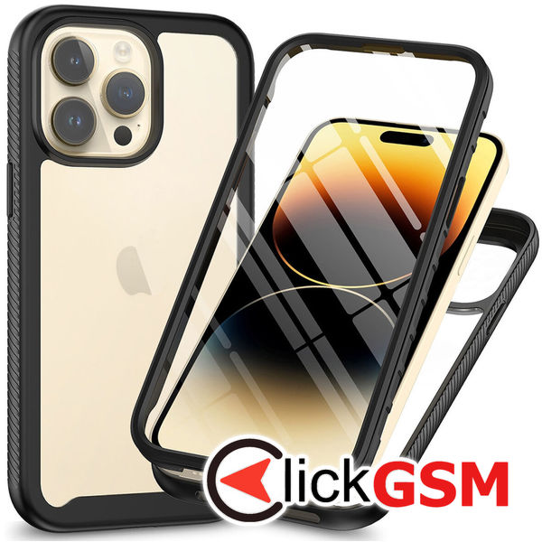 Husa de protectie Techsuit Defense360 Pro cu Screen Protector compatibil cu iPhone 15 Pro Max - Negru