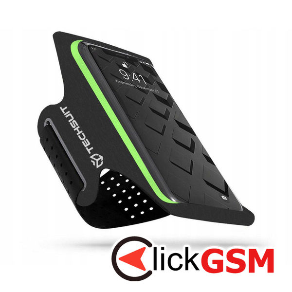 Techsuit - Sports Armband (TH10) - with Velcro, for Phones, max 6.5" - Black / Green
