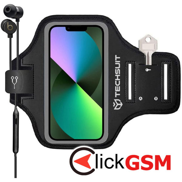 Techsuit - Sports Armband (TH20) - with Velcro, for Phones, max 6.8" - Black