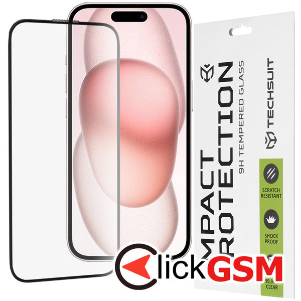 Techsuit - 111D Full Cover / Full Glue Glass - iPhone 15 - Black