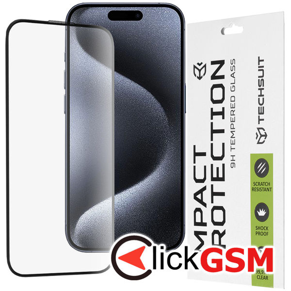 Techsuit - 111D Full Cover / Full Glue Glass - iPhone 15 Pro - Black