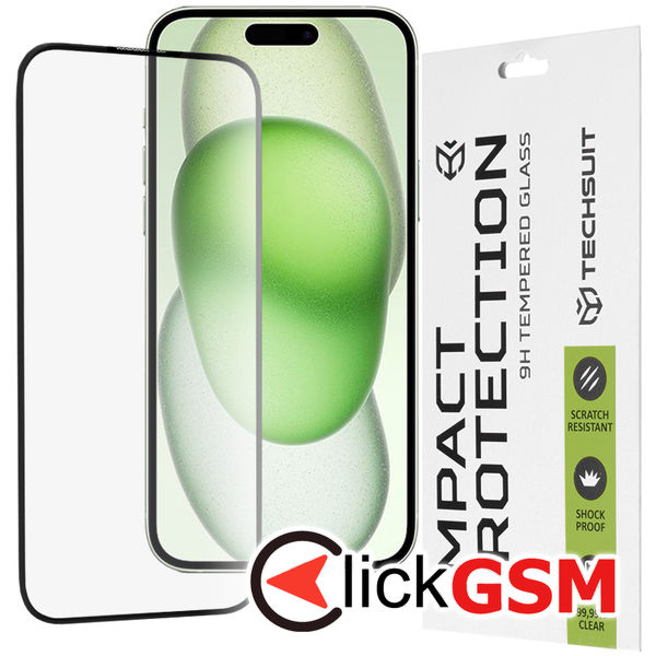 Techsuit - 111D Full Cover / Full Glue Glass - iPhone 15 Plus - Black