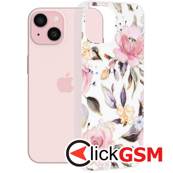 Husa de protectie Techsuit Marble Series compatibil cu iPhone 15 - Chloe White