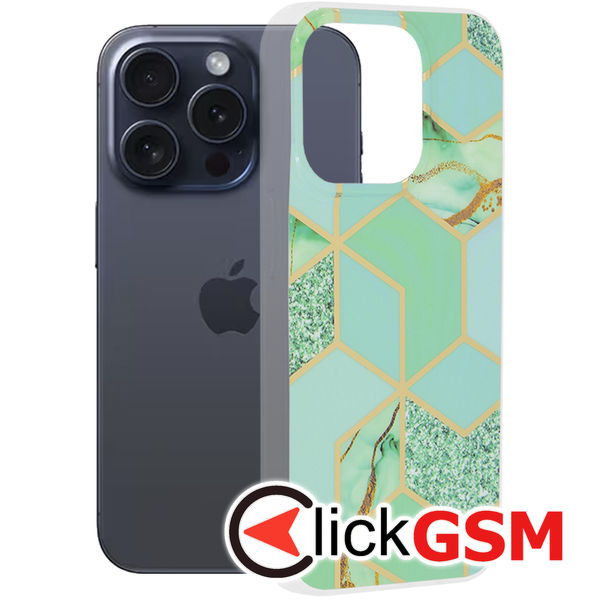 Husa de protectie Techsuit Marble Series compatibil cu iPhone 15 Pro - Green Hex