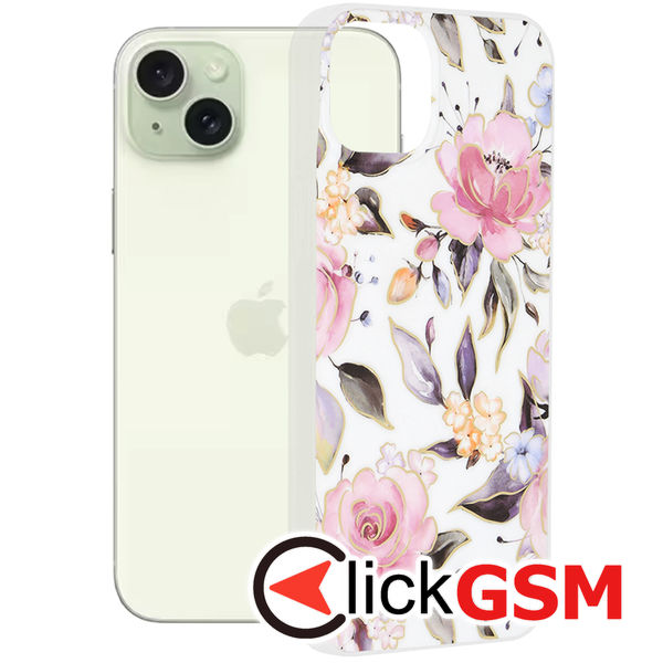 Husa de protectie Techsuit Marble Series compatibil cu iPhone 15 Plus - Chloe White