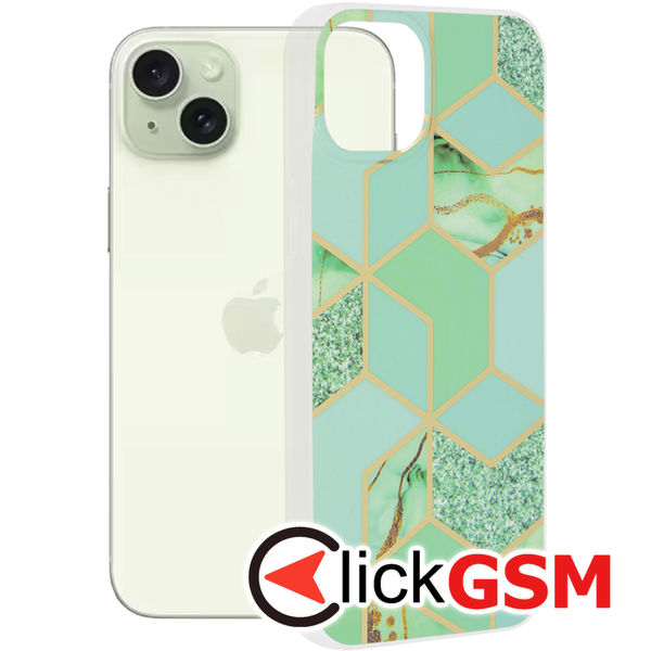 Husa de protectie Techsuit Marble Series compatibil cu iPhone 15 Plus - Green Hex