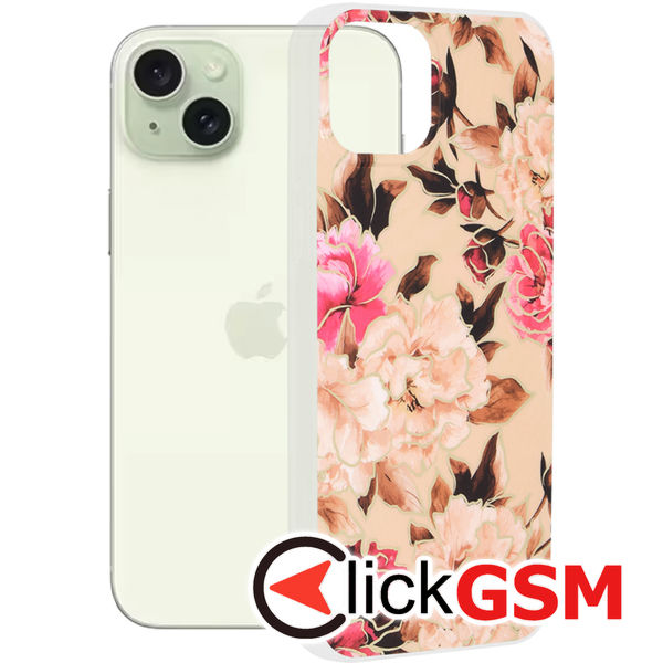 Husa de protectie Techsuit Marble Series compatibil cu iPhone 15 Plus - Mary Berry Nude