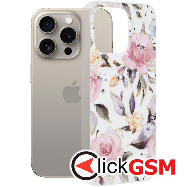 Husa de protectie Techsuit Marble Series compatibil cu iPhone 15 Pro Max - Chloe White