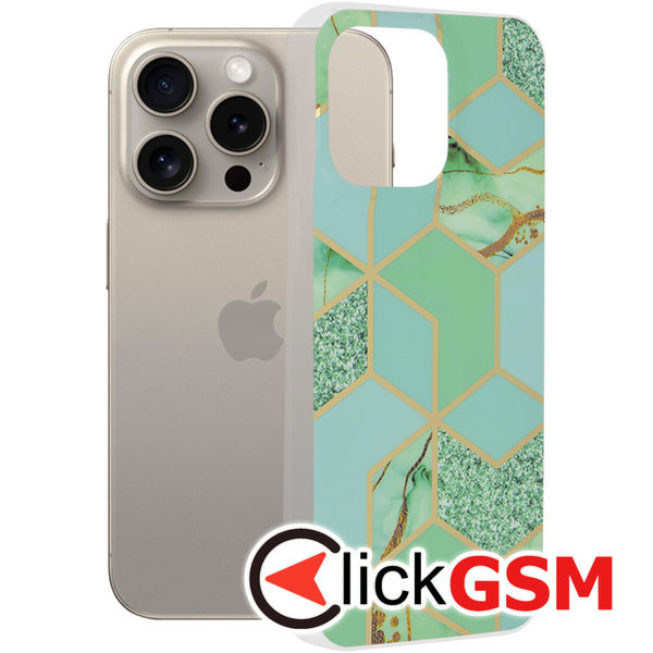 Husa de protectie Techsuit Marble Series compatibil cu iPhone 15 Pro Max - Green Hex