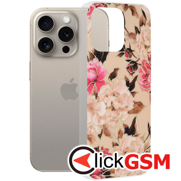 Husa de protectie Techsuit Marble Series compatibil cu iPhone 15 Pro Max - Mary Berry Nude