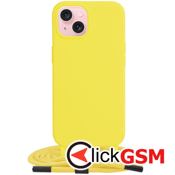 Husa de protectie cu snur Techsuit Crossbody Lanyard compatibil cu iPhone 15 - Galben