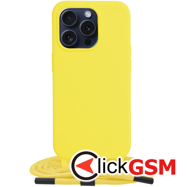 Husa de protectie cu snur Techsuit Crossbody Lanyard compatibil cu iPhone 15 Pro - Galben