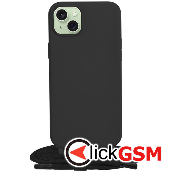 Husa de protectie cu snur Techsuit Crossbody Lanyard compatibil cu iPhone 15 Plus - Negru