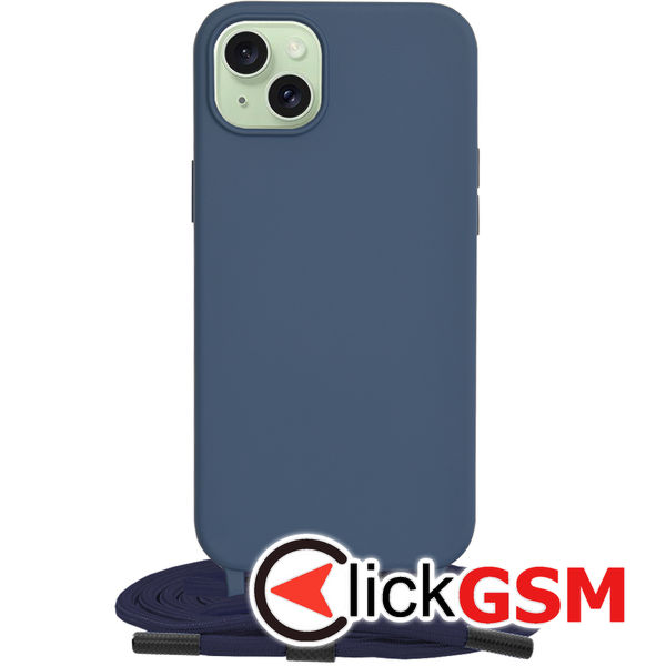 Husa de protectie cu snur Techsuit Crossbody Lanyard compatibil cu iPhone 15 Plus - Albastru