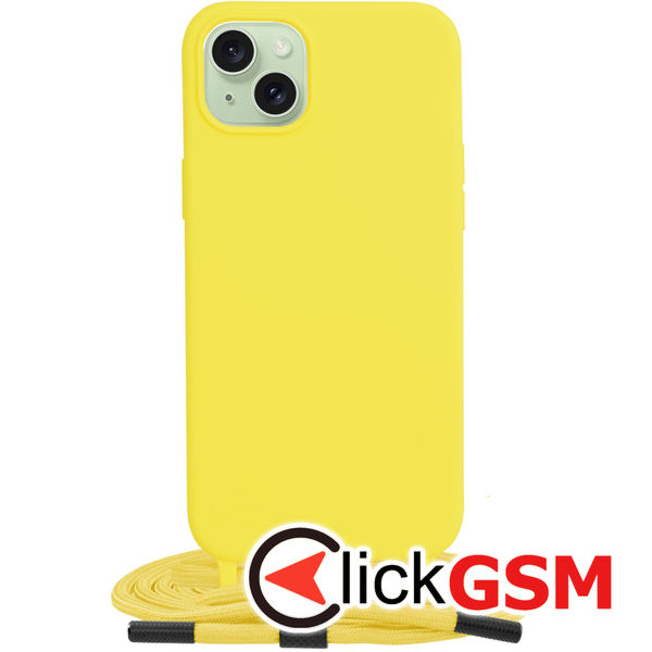 Husa de protectie cu snur Techsuit Crossbody Lanyard compatibil cu iPhone 15 Plus - Galben