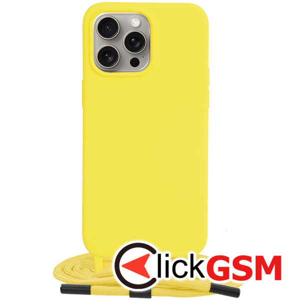 Husa de protectie cu snur Techsuit Crossbody Lanyard compatibil cu iPhone 15 Pro Max - Galben