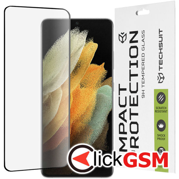 Techsuit - 111D Full Cover / Full Glue Glass / 3D Curved Screen - Samsung Galaxy S21 Ultra 5G - Black