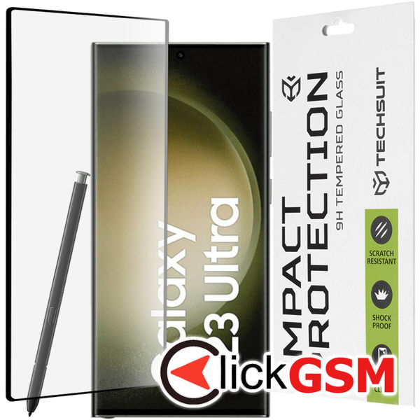 Techsuit - 111D Full Cover / Full Glue Glass / 3D Curved Screen - Samsung Galaxy S23 Ultra - Black