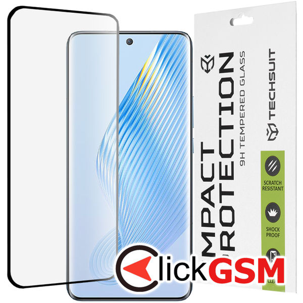 Techsuit - 111D Full Cover / Full Glue Glass / 3D Curved Screen - Honor Magic5 - Black