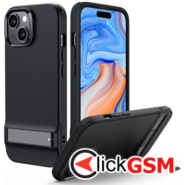ESR - Air Shield Boost Kickstand - iPhone 15 Plus - Translucent Black