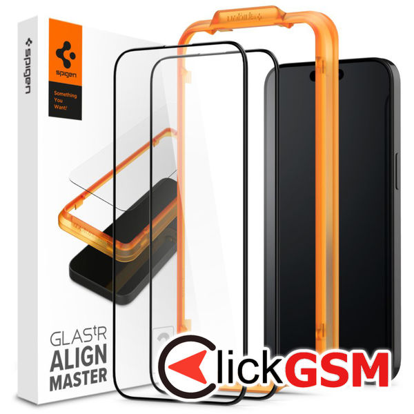 Spigen - Glas.tR Align Master (2 pack) - iPhone 15 Pro - Black