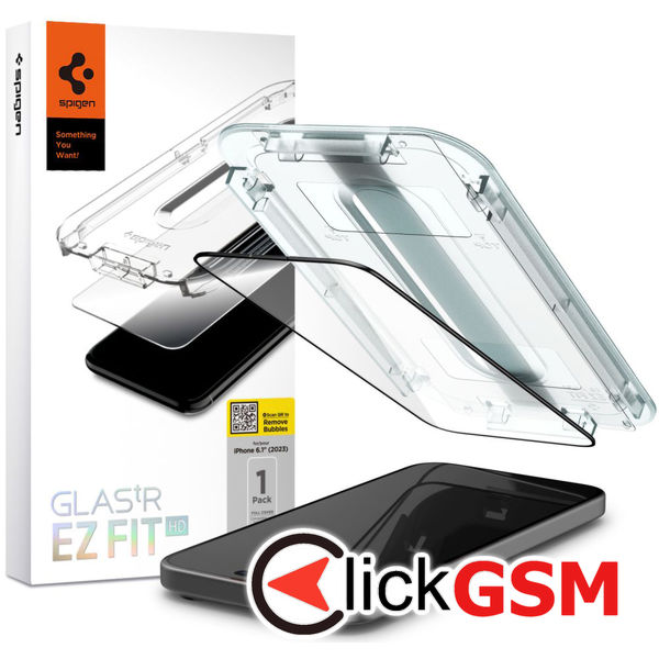 Spigen - Glas.tR EZ-FIT - iPhone 15 - Black